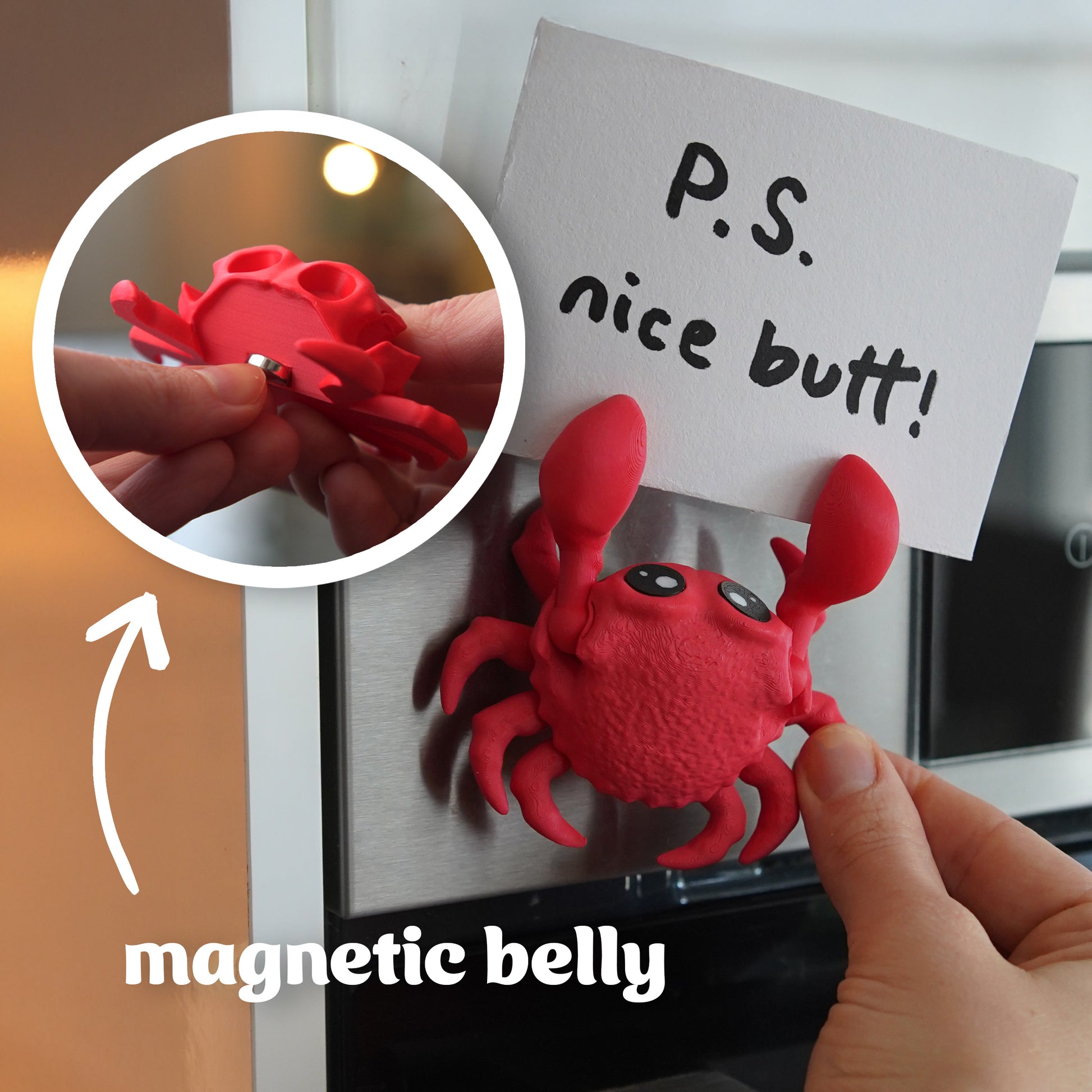 Krabbe Kühlschrankmagnet Detailansicht – 3D-Druck PrintDuck