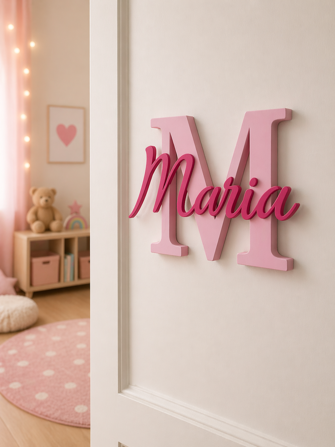 Personalisiertes Türschild Kinderzimmer mit Initial und Name – 3D-Druck