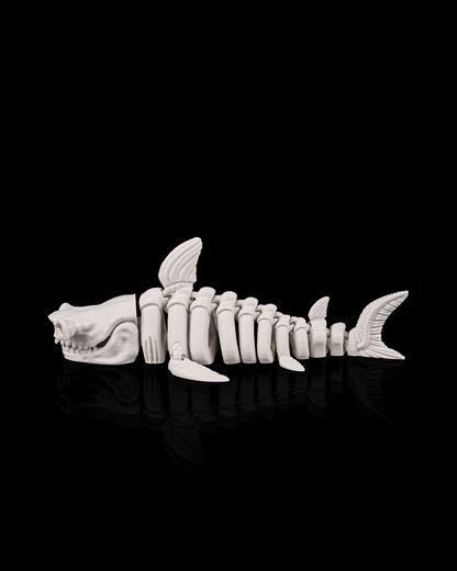 Skelett-Hai in Weiß – Gothic Fantasy 3D-Druck PrintDuck