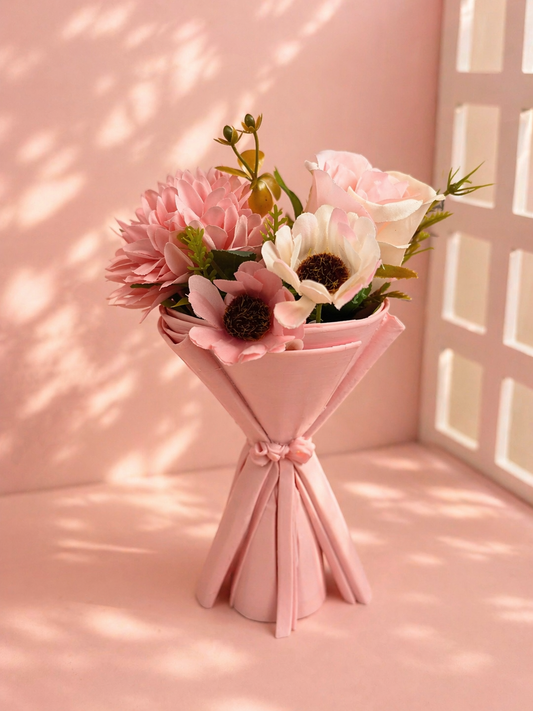 Vase im Blumenstrauß-Design in Weiß – minimalistische 3D-Druck Vase
