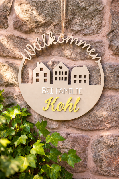 Familienschild Schriftdetail – personalisierter Text, 3D-Druck
