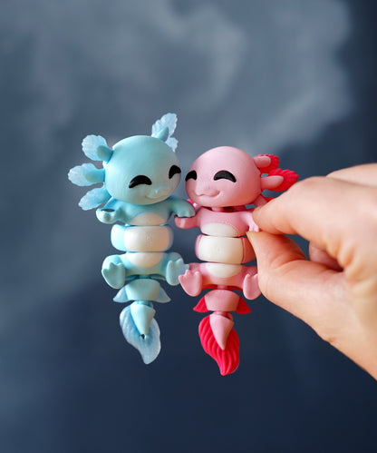 Flexi Axolotl rosa Schlüsselanhänger – magnetisch verbindbar