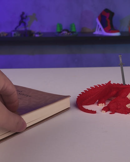 Lesezeichen Drache mit Schwertern