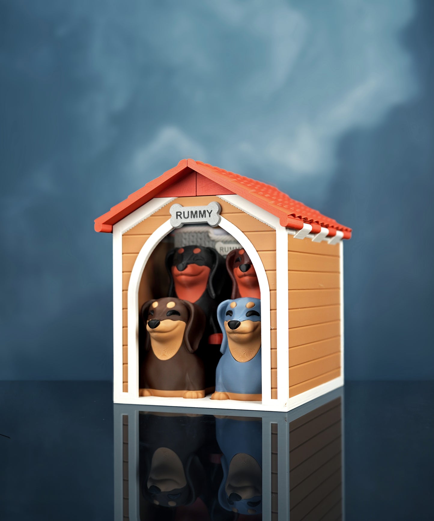 Rummy-Pup Dackel Detailansicht – handgefertigt im 3D-Druckverfahren